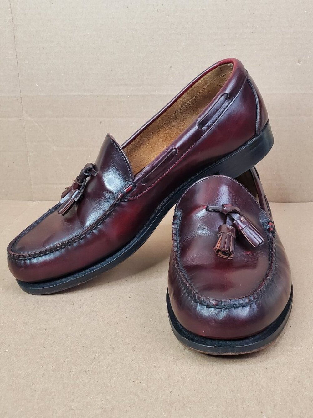 Timberland Tassel Loafer Shoes Men's Burgundy Leather Dress Slip On Size 9.5